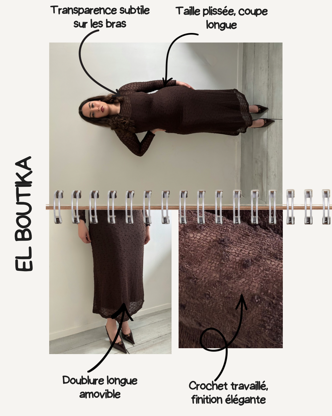 Robe en crochet longue doublée – Image 7