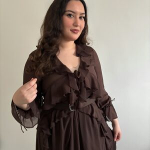 Robe longue à volants